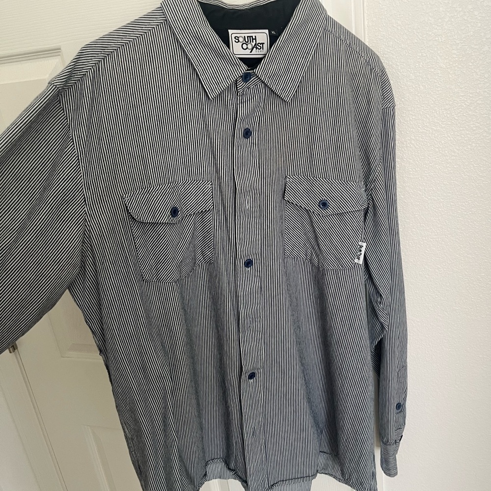 Men's Navy Striped Casual Shirt